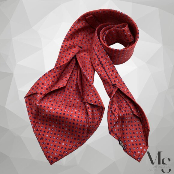 TINCATI MILANO 7Fold XL Red Geometric Silk Tie Italy W:3.5" EX COND - Picture 3 of 3